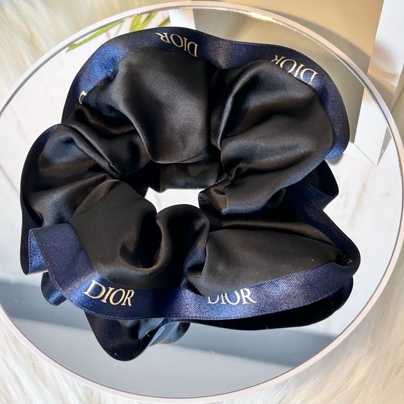 DIOR Black and Navy Blue Hair Scrunchie - Picture 1 of 4